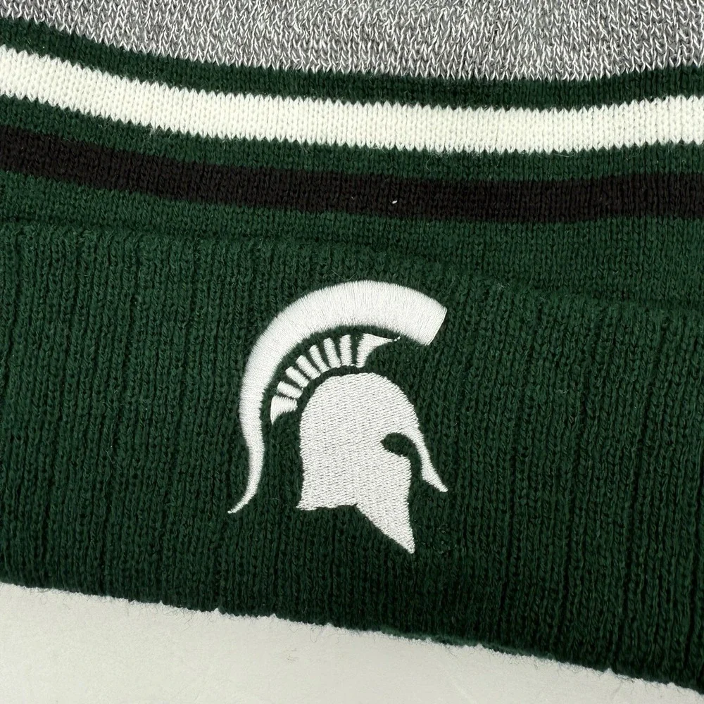 Michigan State Spartans Adult Green Pom Knit Beanie Hat Toque Captivating NEW